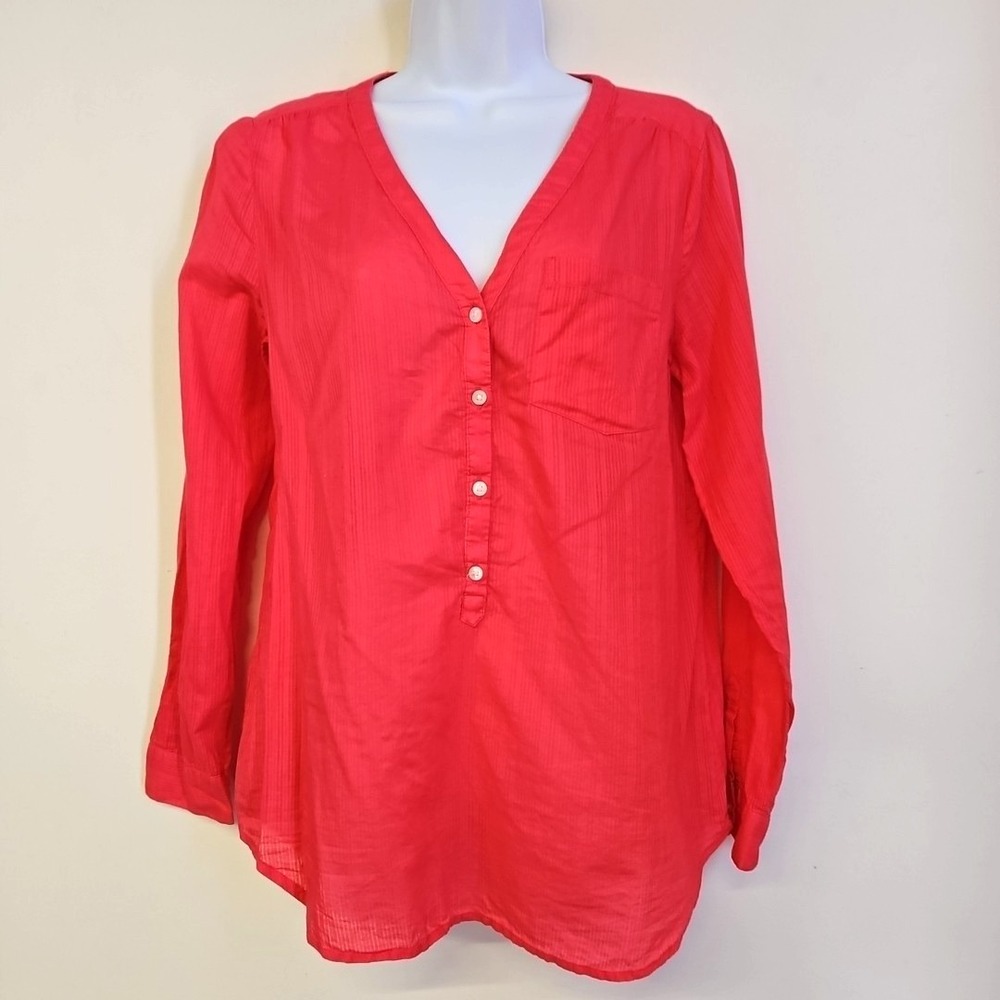 Old Navy Pink Long Sleeve Tunic Blouse Size S Women's Classic Casual Vacation